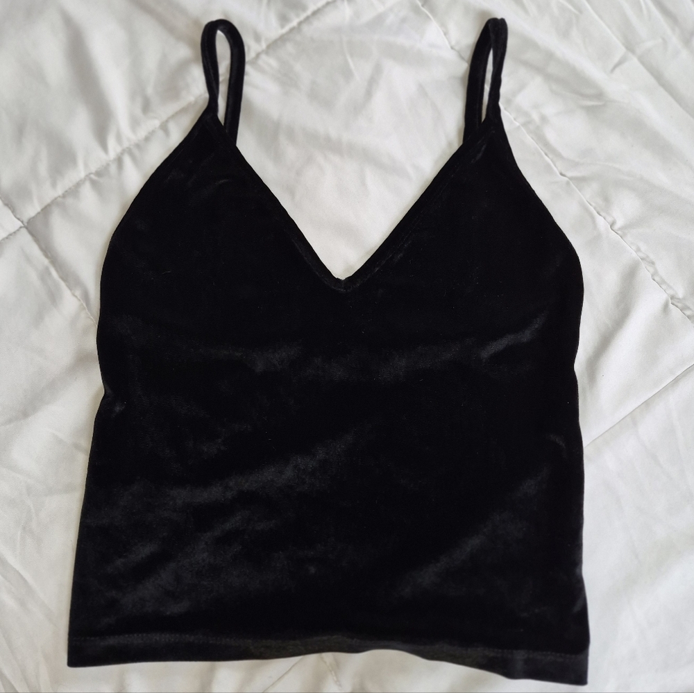 Brandy Melville Joanne Velvet Tank, Black, OS (fits like a XS/S or US 0-4)